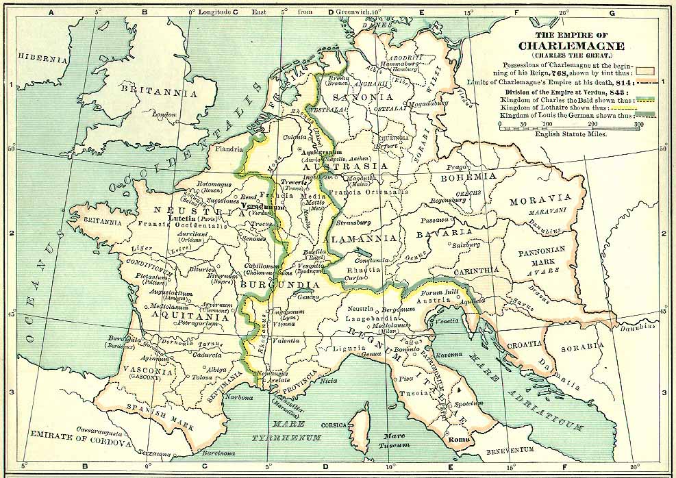 Francká říše podle zdroje z roku 1900
